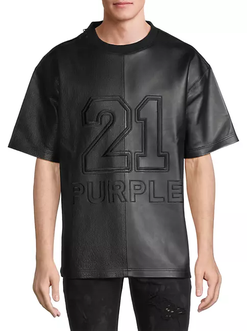 Purple Brand Leather Oversized T-Shirt