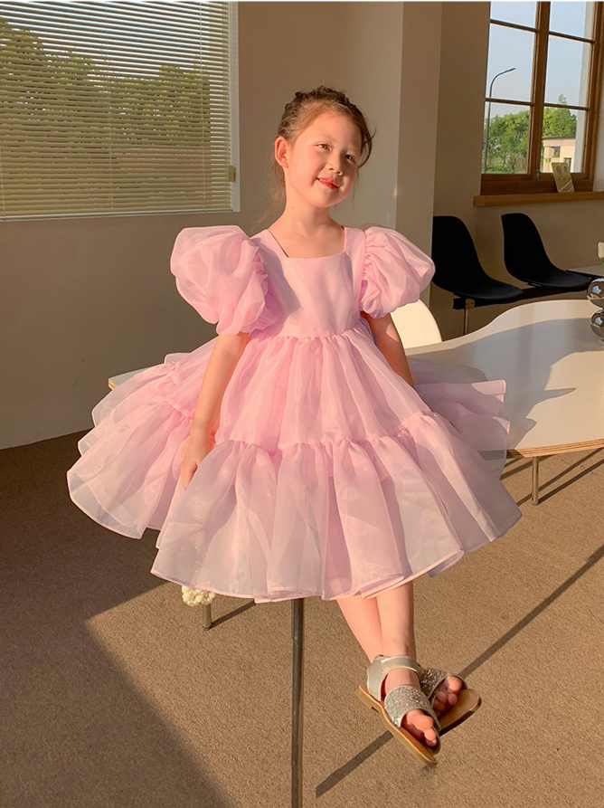 Young Girl's Fluffy Dress, Children's Formal Dress, Cute Princess Dress