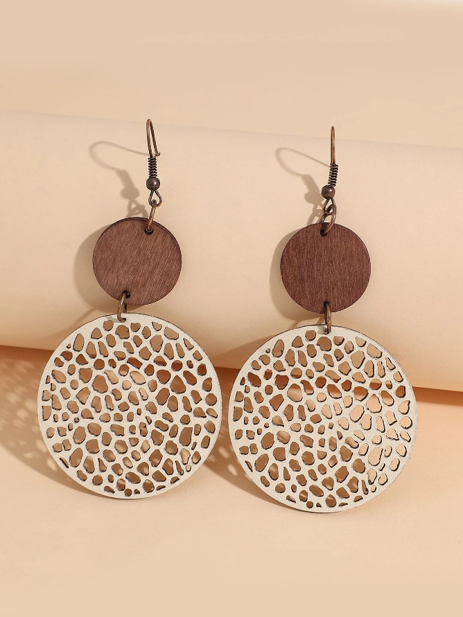 Hollow Out Round Decor Drop Earrings