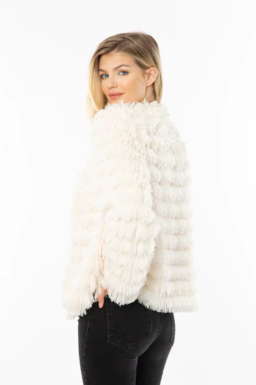 White Furry Fringe Jacket