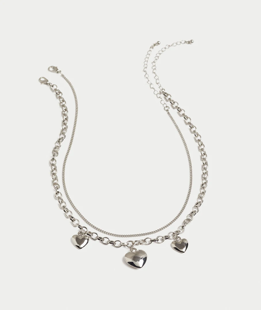 RHODIUM HEART CHAIN NECKLACE PACK