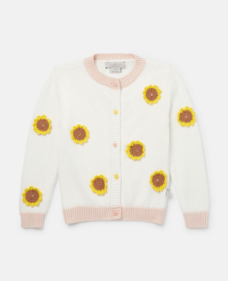 Sunflower Crochet Appliqué Cardigan