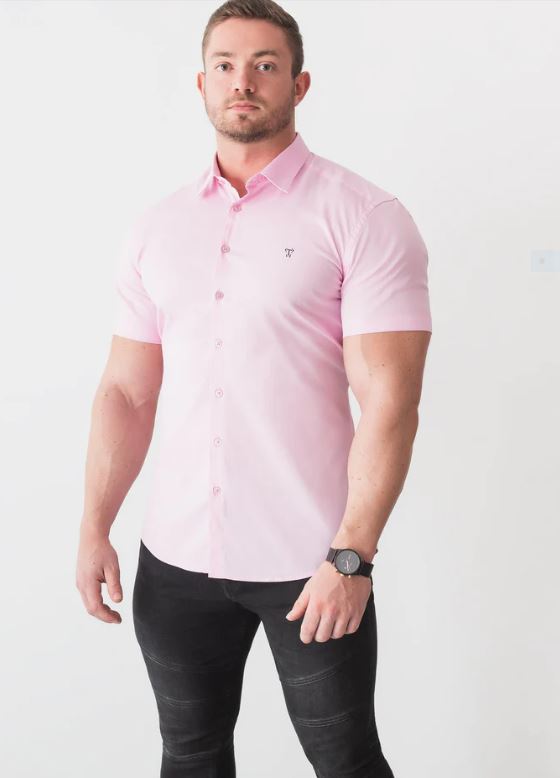 Pink Short Sleeve Tapered Fit Shirt