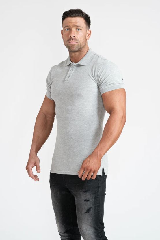 Short Sleeve Grey Tapered Fit Polo Shirt