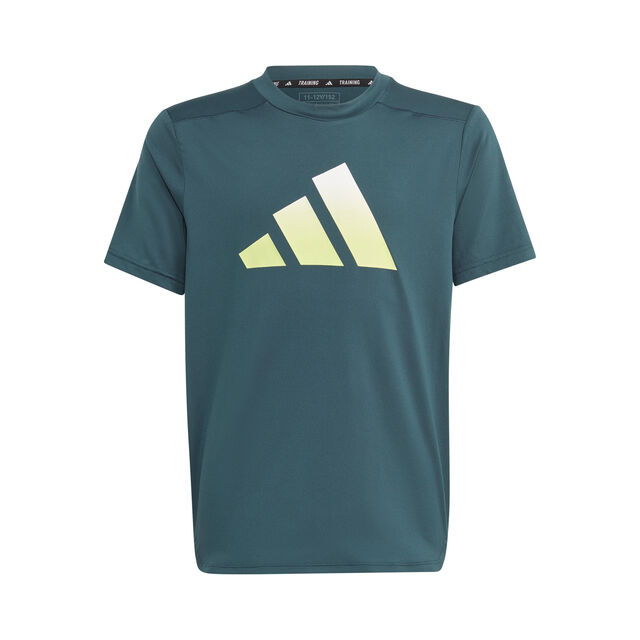 adidas Training Icons T-Shirt Boys - Petrol Blue, Lemon Yellow