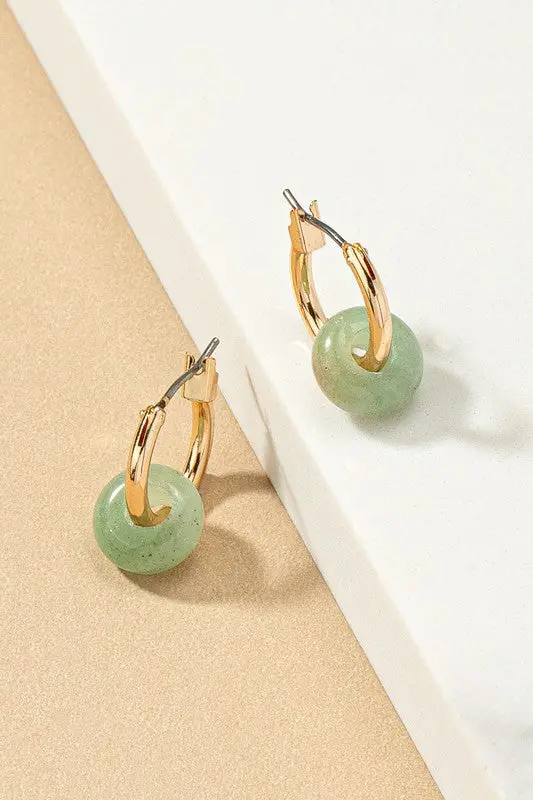 Precious Stone Huggie Hoop Earrings - 4 Colors