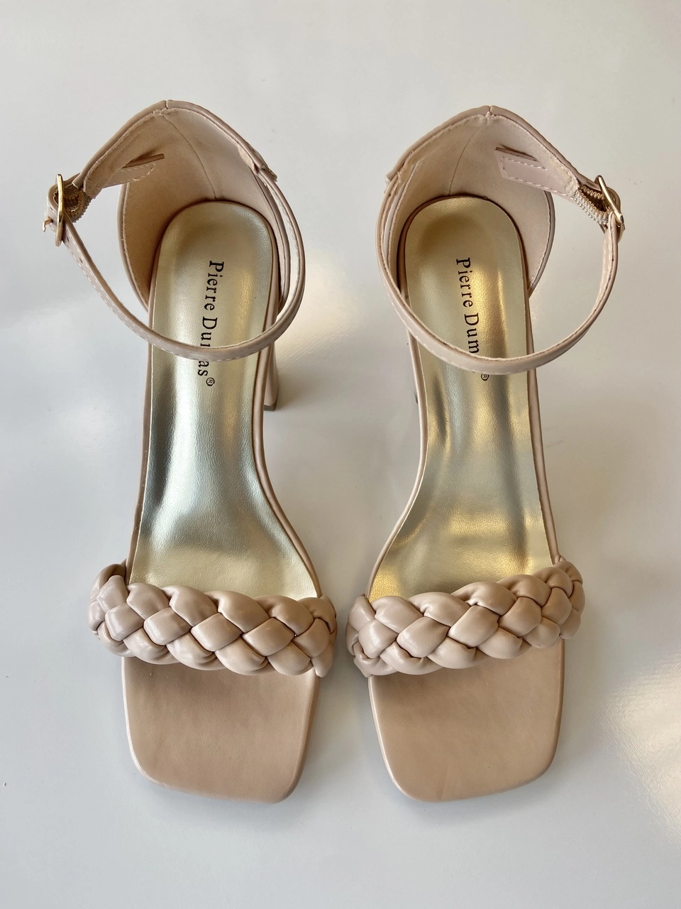 Brianna Nude Braided Heels Shoes