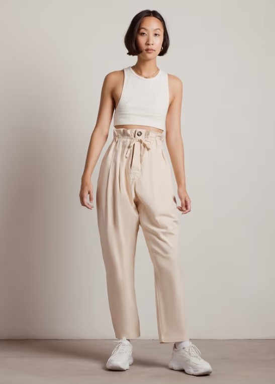 CHILL OUT CREAM PAPERBAG COTTON LOOSE FIT CHINO PANTS