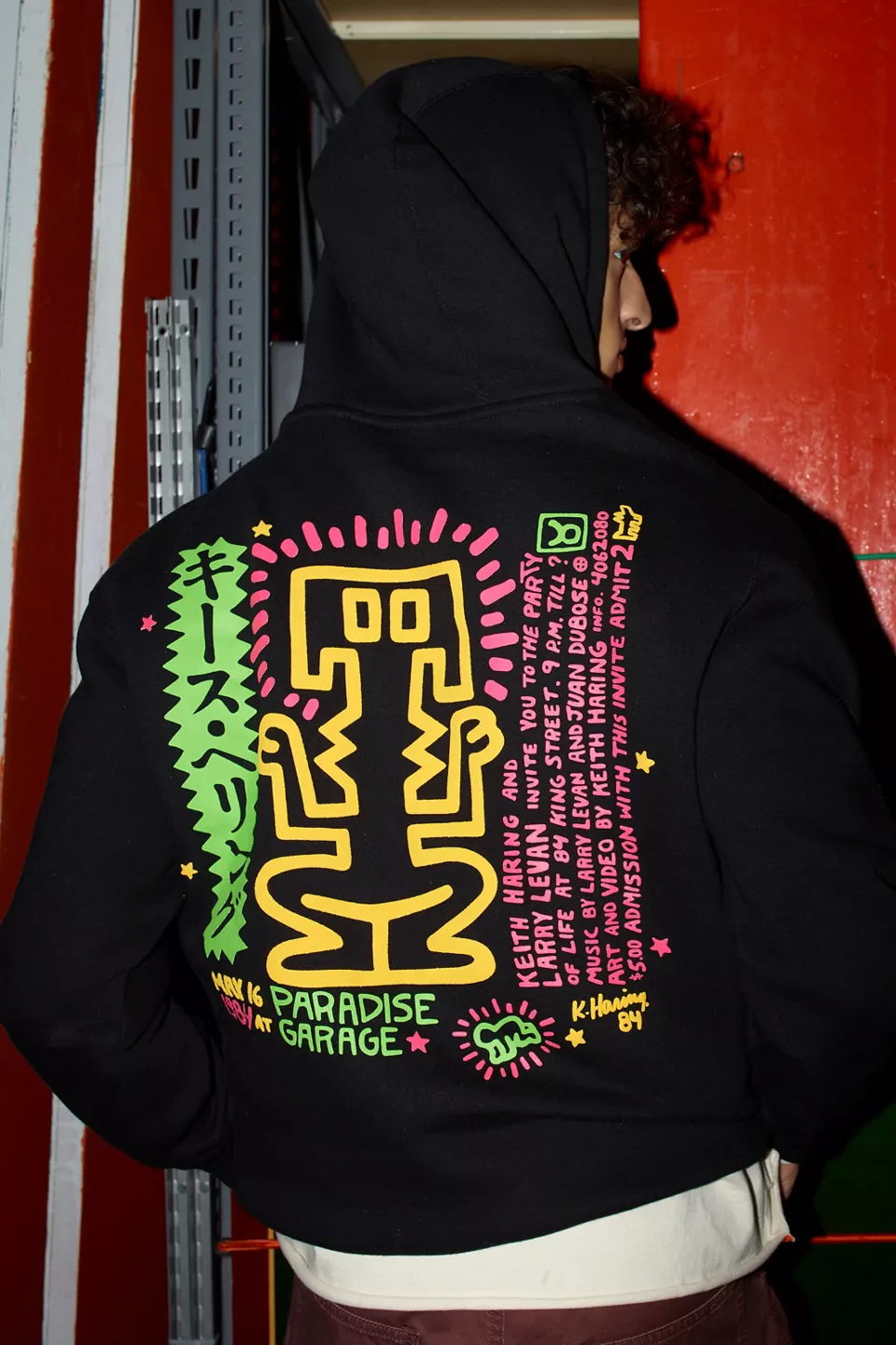 Keith Haring Paradise Garage Puff Print Hoodie Sweatshirt