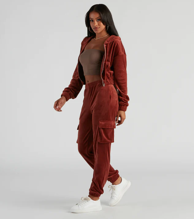 Serious Chills Velour Cargo Joggers