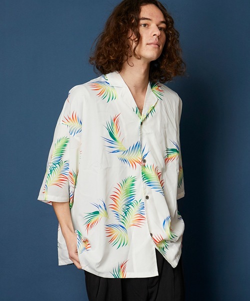 Big Silhouette Full Pattern Open Collar Hawaiian shirt
